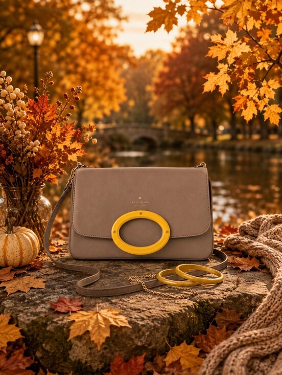 kate spade Handbags - Kate Spade Taupe Leather Crossbody with Yellow Accent